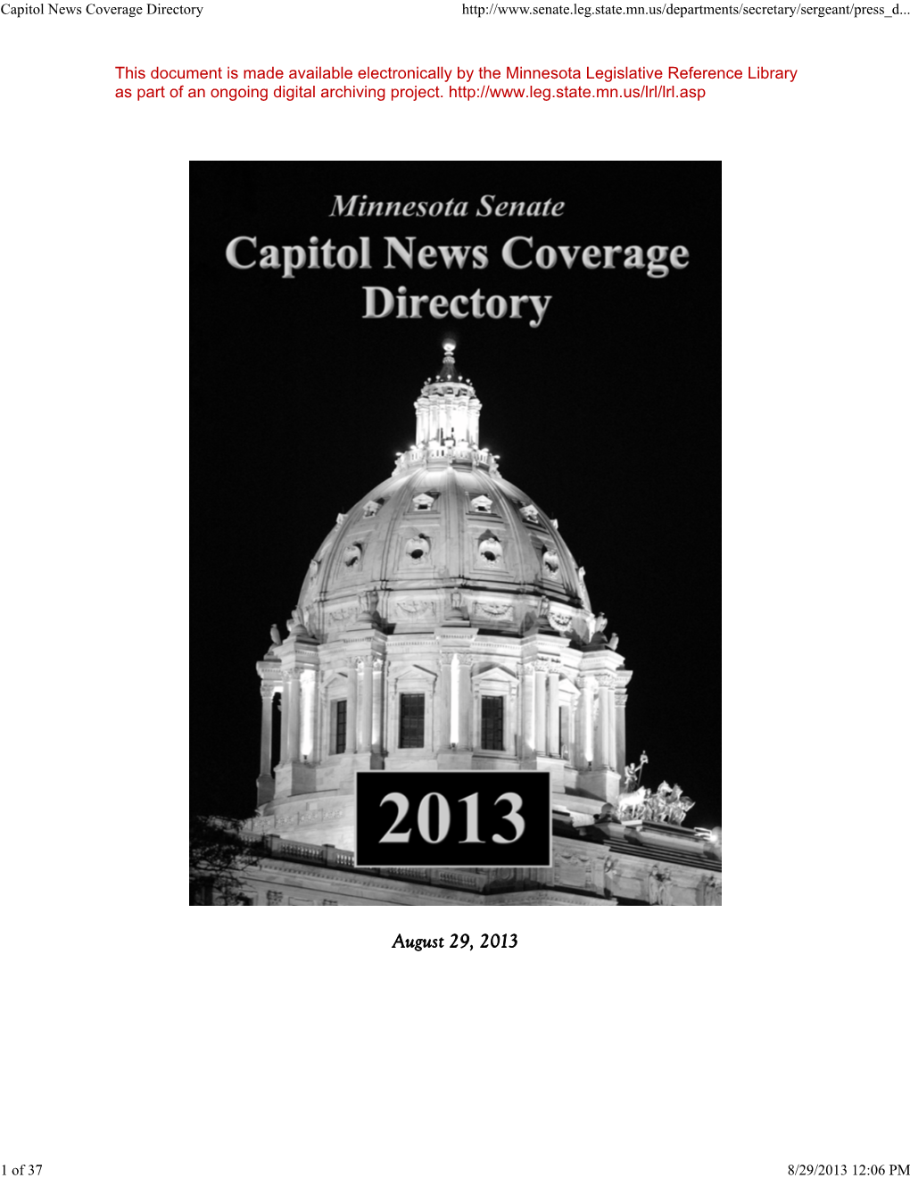 Capitol News Coverage Directory 2013