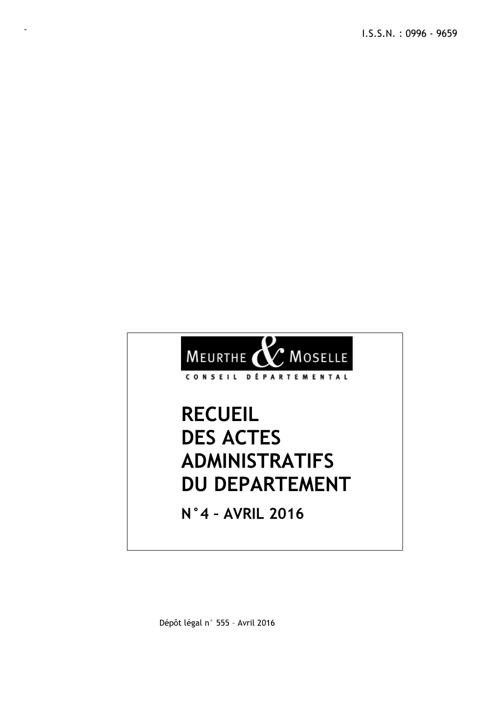 Recueil Des Actes Administratifs Du Departement