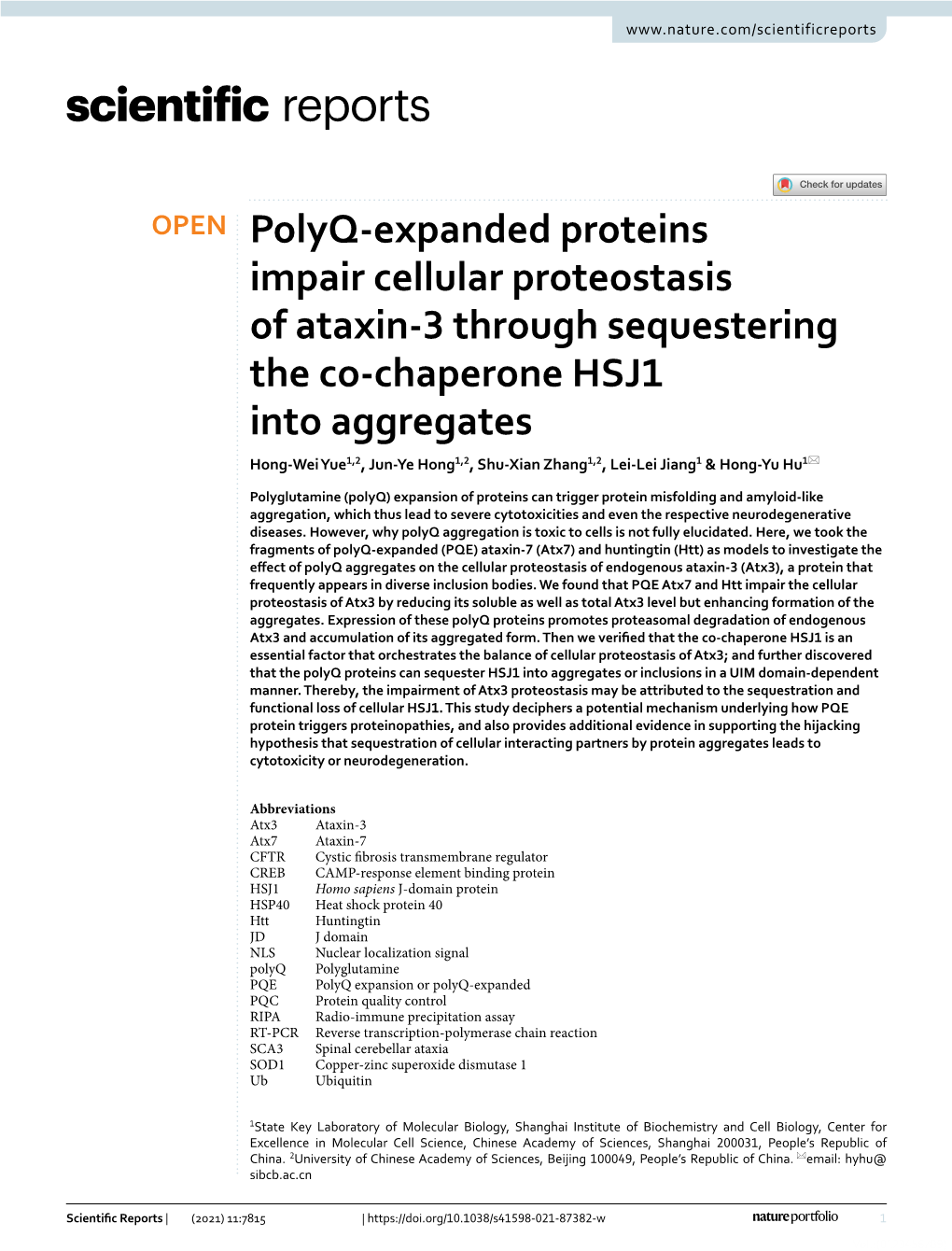 Polyq-Expanded Proteins Impair Cellular Proteostasis of Ataxin-3