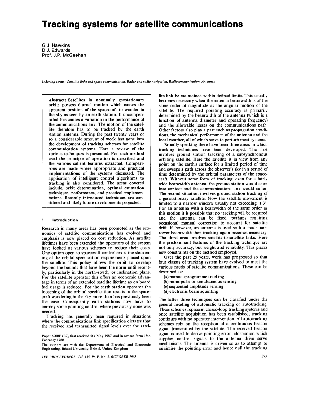 Tracking Systems for Satellite Communications