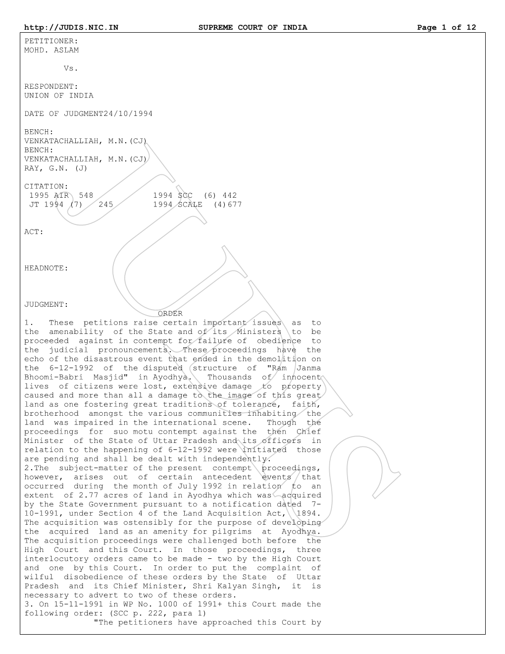 SUPREME COURT of INDIA Page 1 of 12 PETITIONER: MOHD