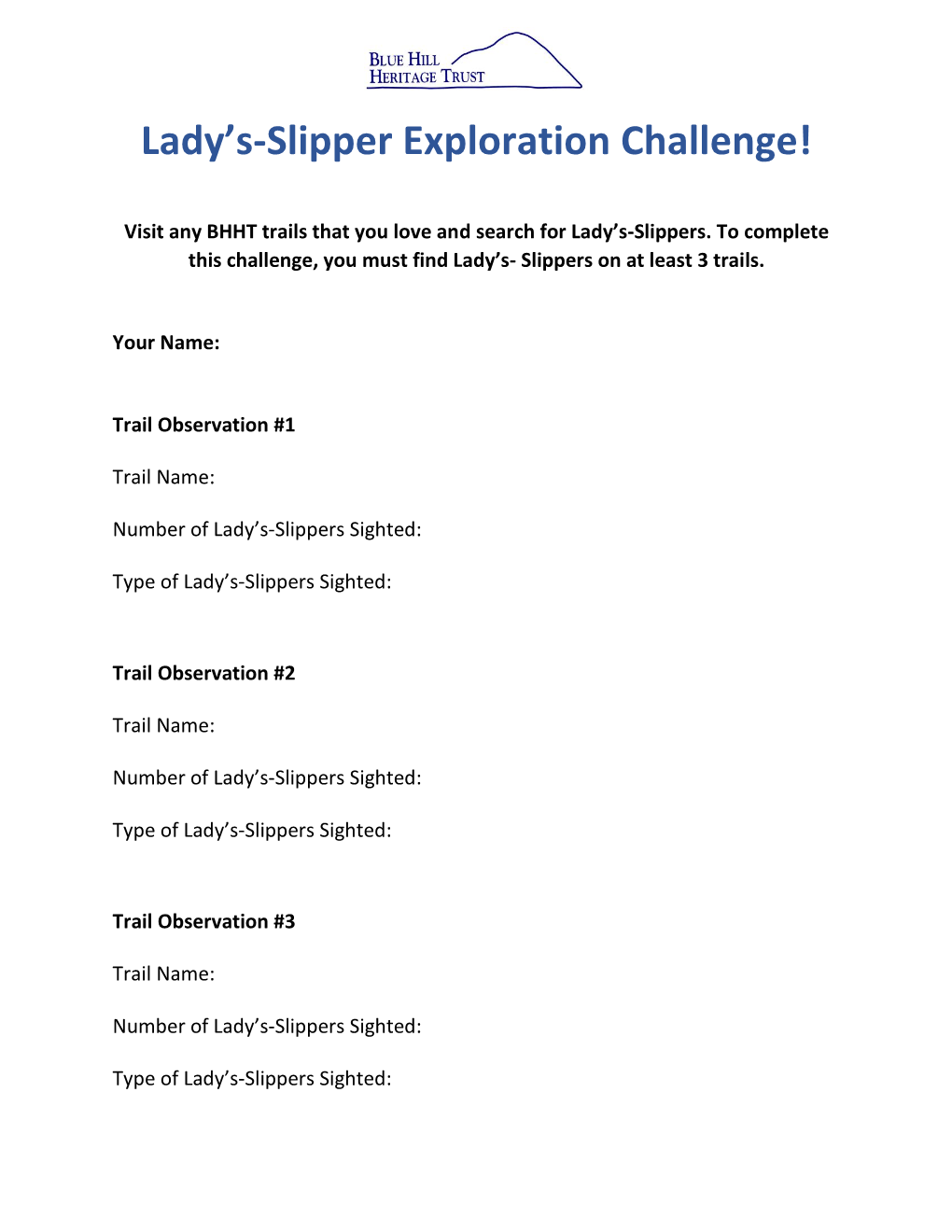 Lady's-Slipper Scavenger Hunt Challenge