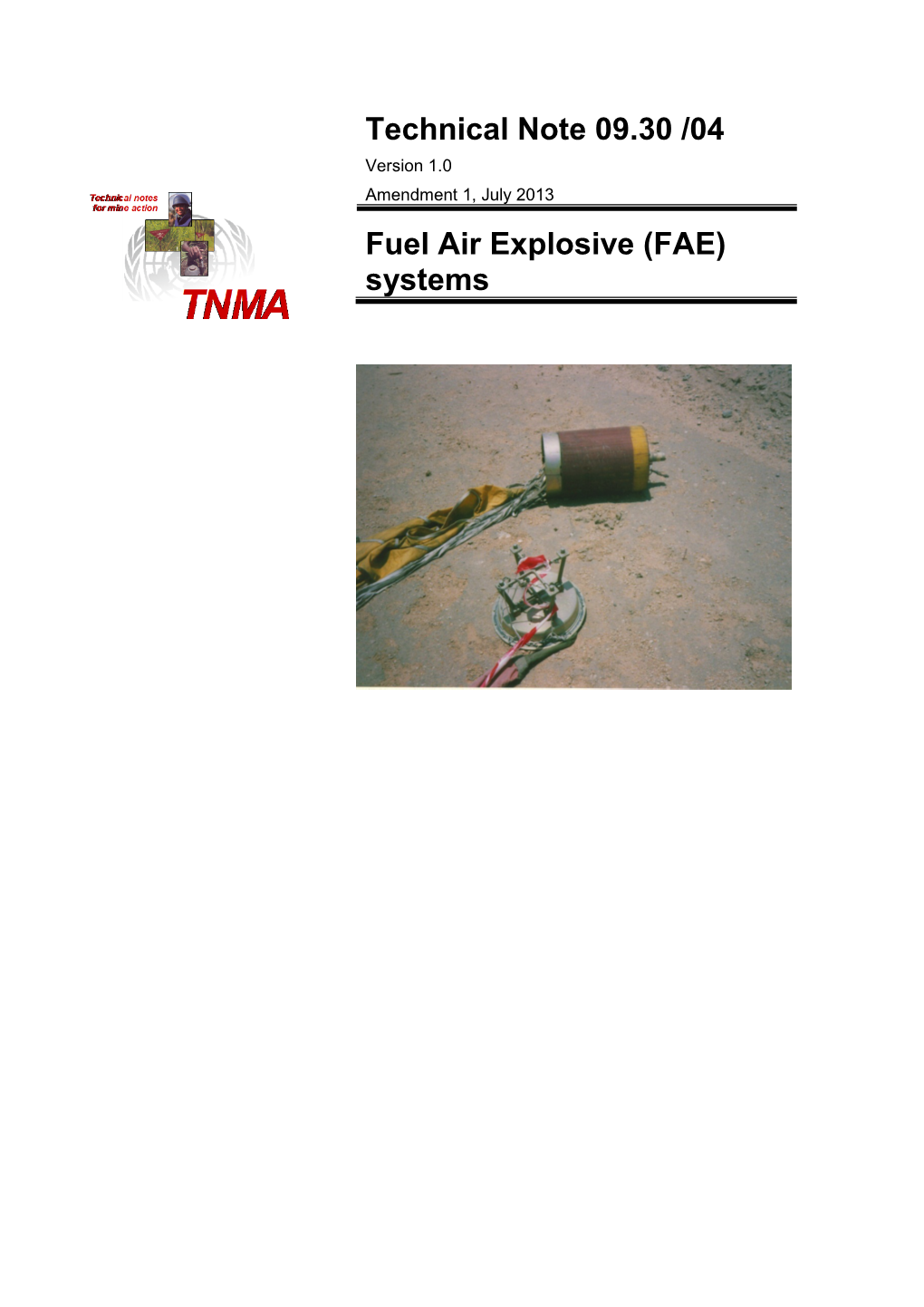 Technical Note 09.30 /04 Fuel Air Explosive (FAE)