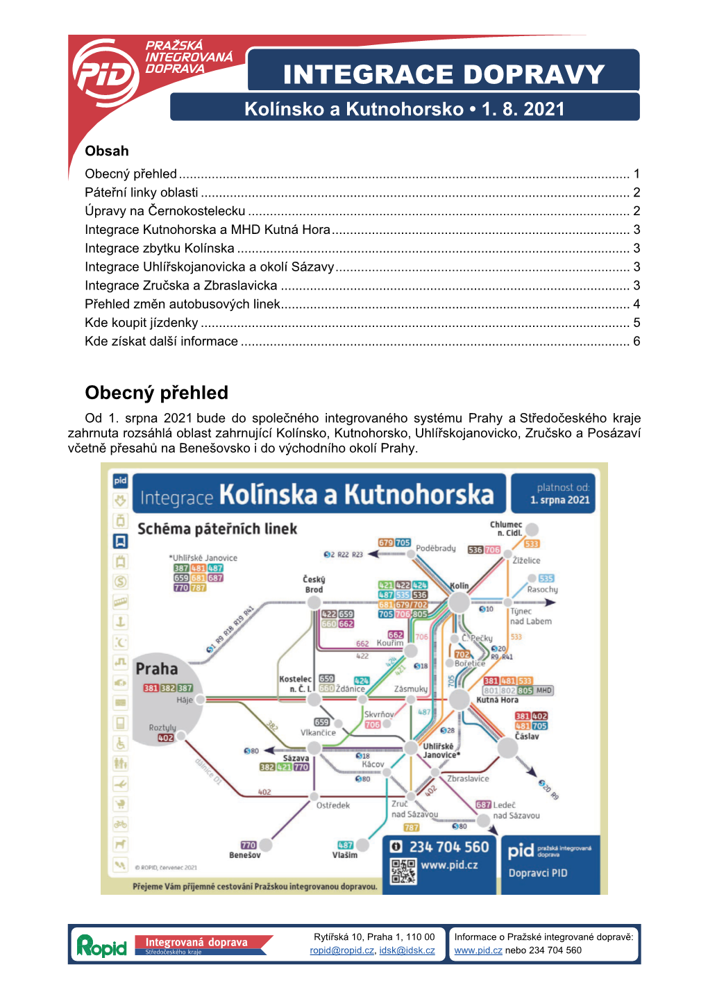 INTEGRACE DOPRAVY Kolínsko a Kutnohorsko • 1