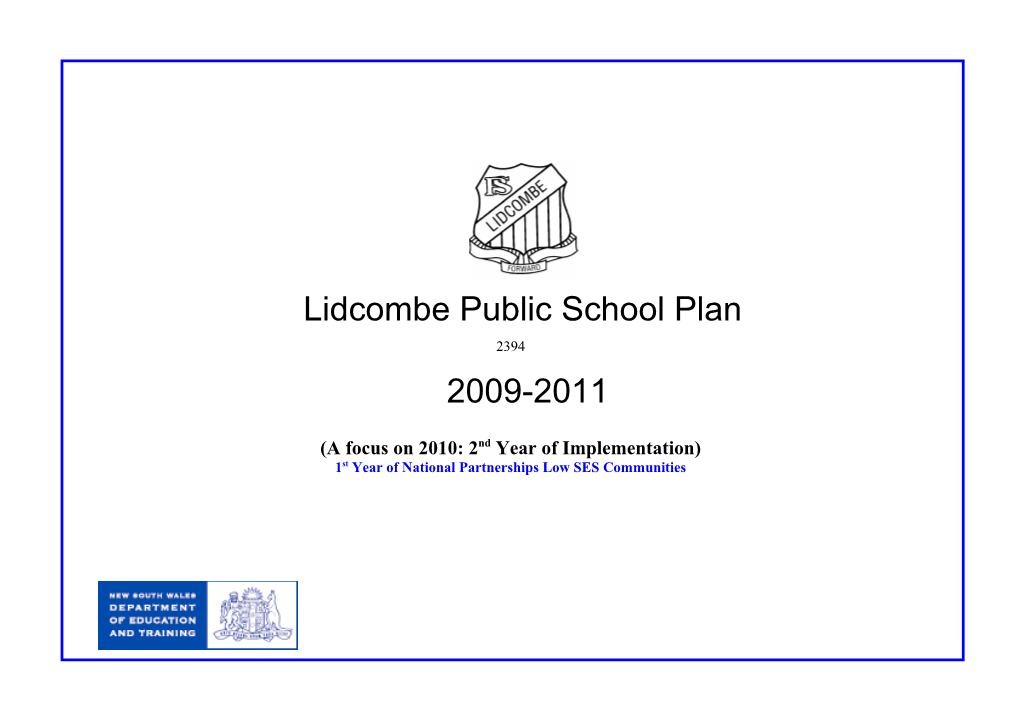 Lidcombe Public School Regional Plan 2009-2011