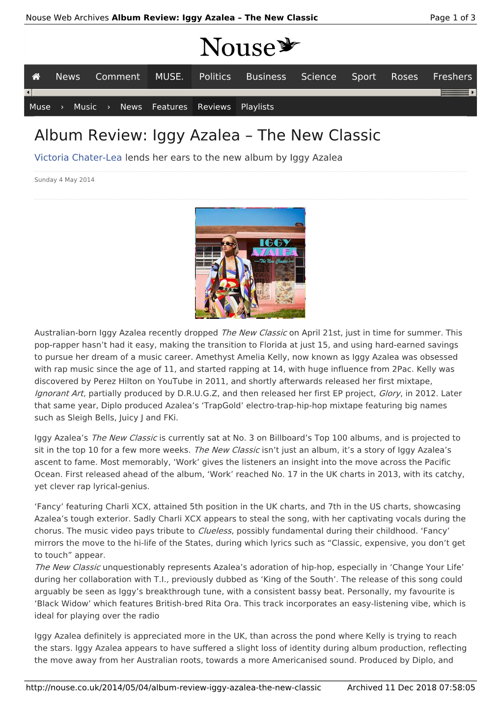 Album Review: Iggy Azalea – the New Classic | Nouse