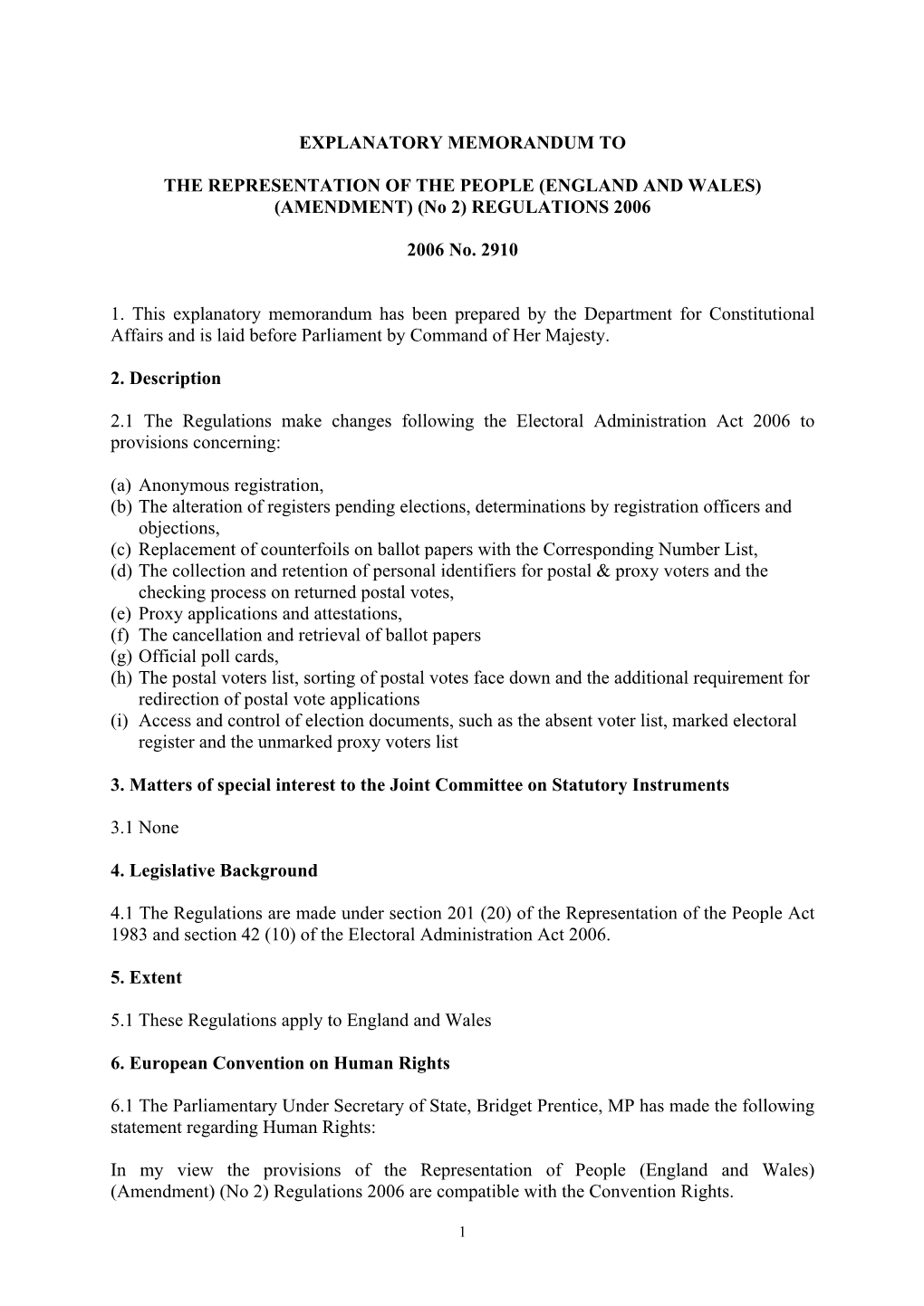 Regulations 2006 No.2910