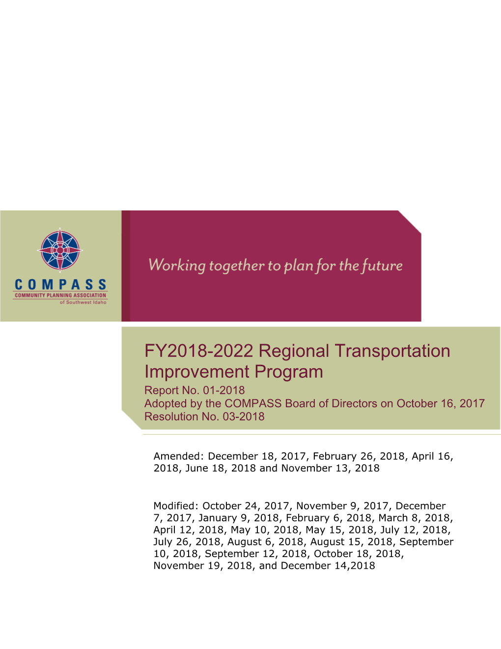 FY2018-2022 Regional Transportation Improvement Program