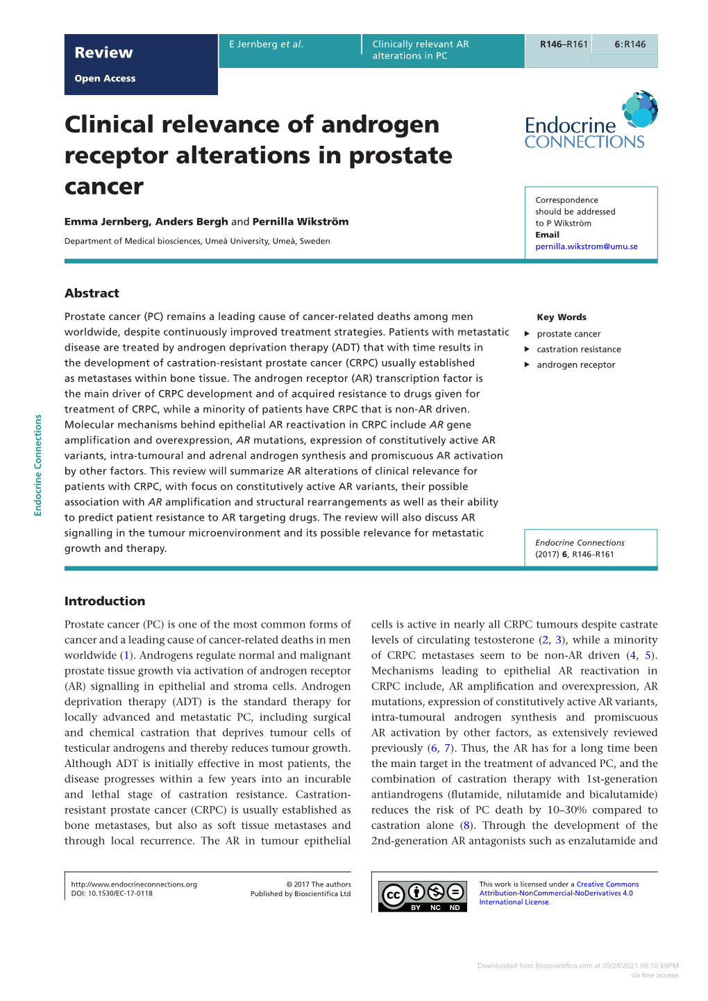 Clinical Relevance of Androgen Receptor Alterations in Prostate Cancer