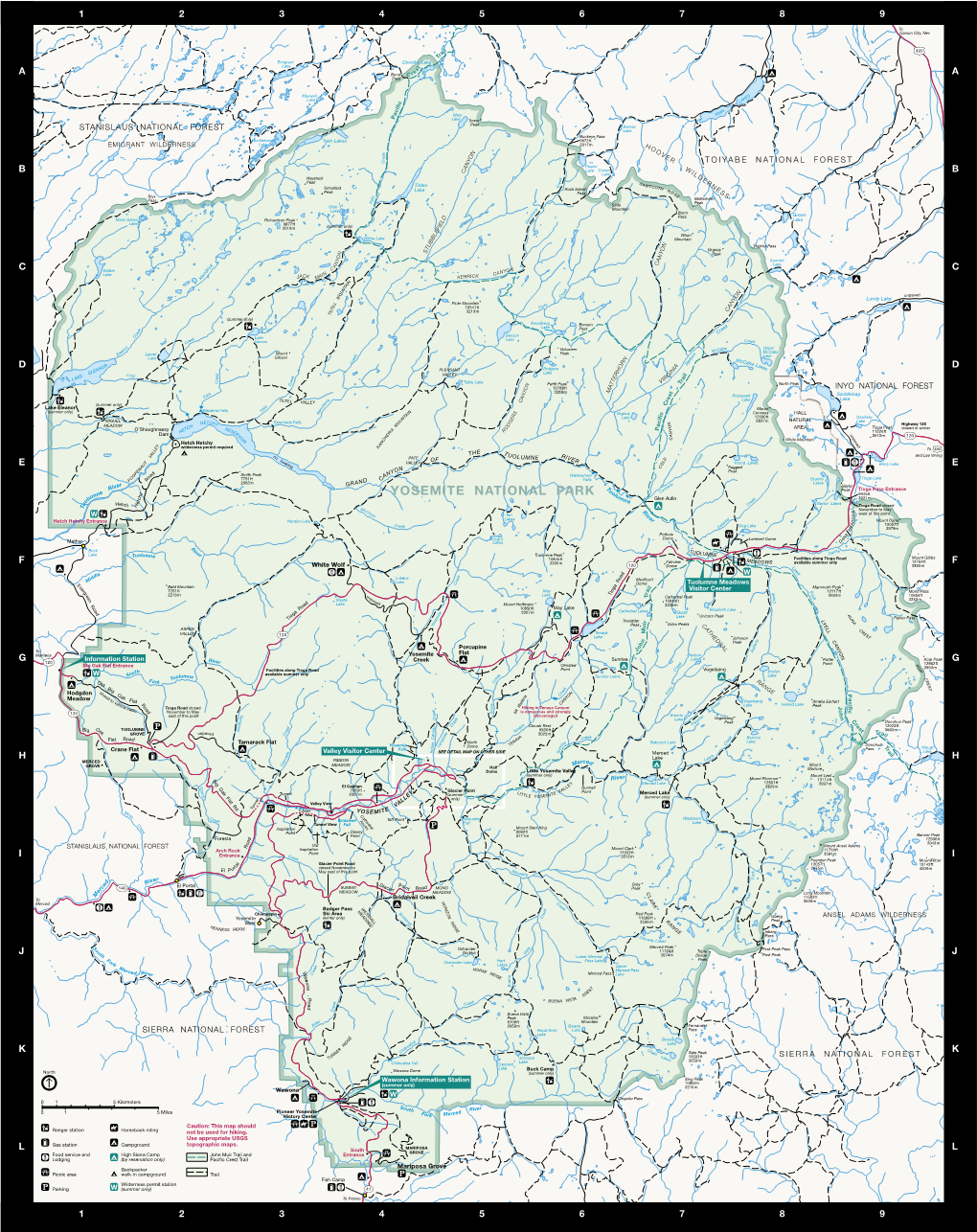 YOSEMITE NATIONAL PARK Lu 9945 Ft M H M 3031 M Lu C Glen Aulin K O T Ne Ee E R Gaylor Lakes U Hetch C Tioga Road Closed T H Mo November to May