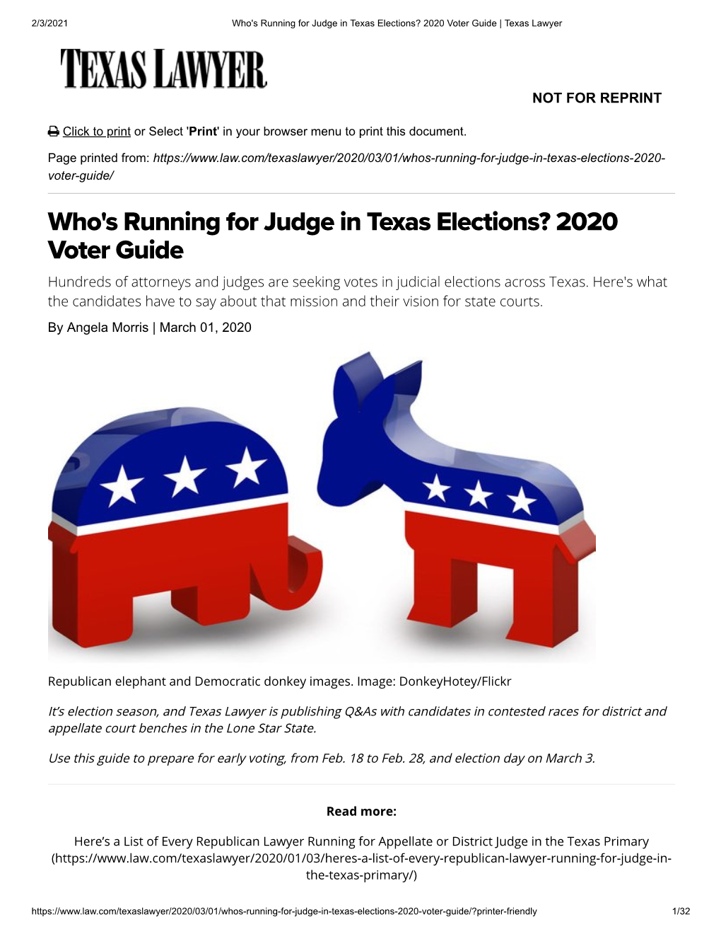 Who's Running for Judge in Texas Elections? 2020 Voter Guide | Texas Lawyer