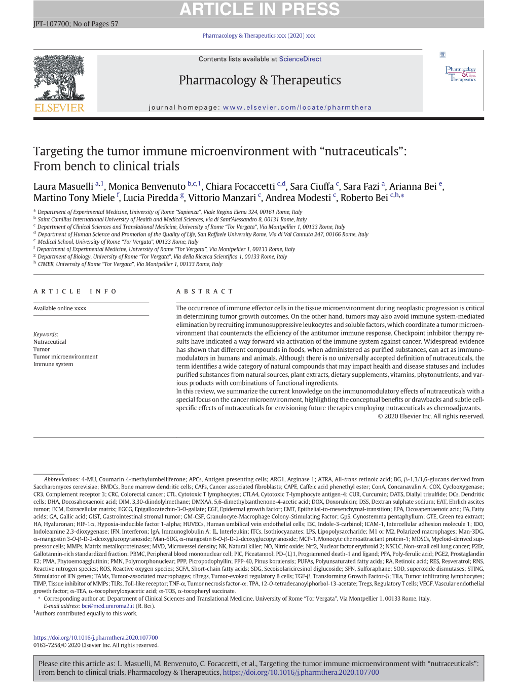 Targeting the Tumor Immune Microenvironment with “Nutraceuticals”: from Bench to Clinical Trials