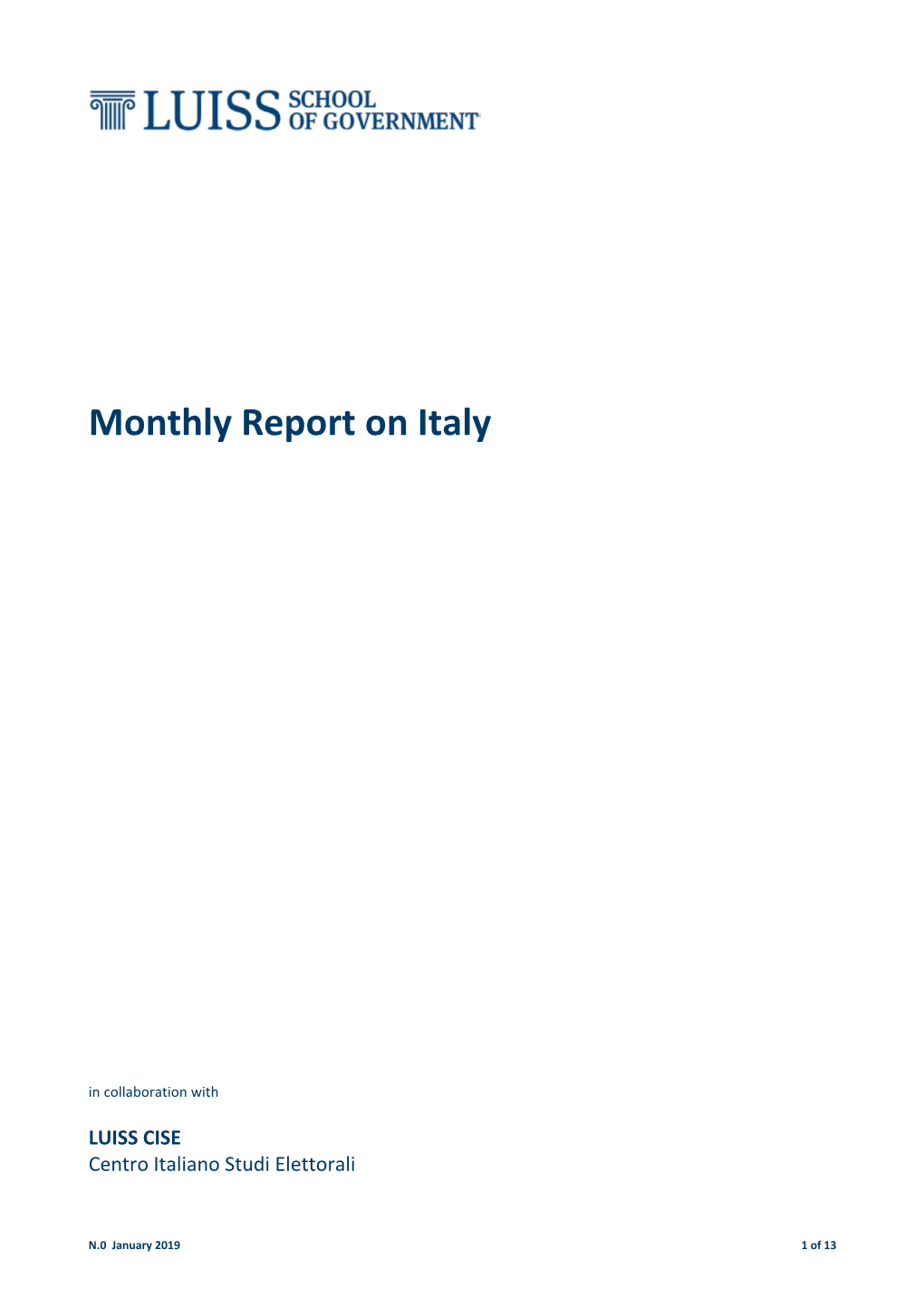 Monthly Report on Italy