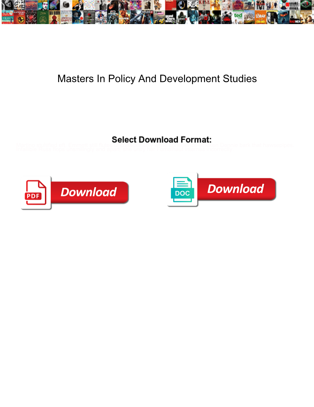 Masters in Policy and Development Studies