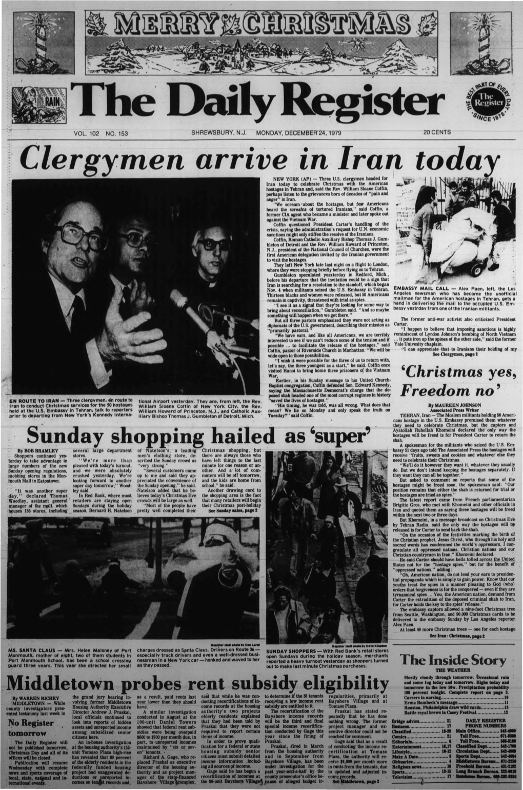 Clergymen Arrive in Iran Toda NEW YORK (AP) - Three U.S