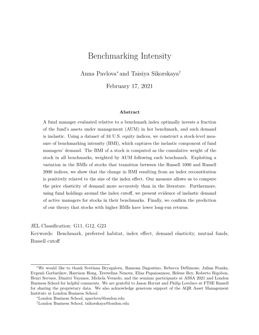 Benchmarking Intensity