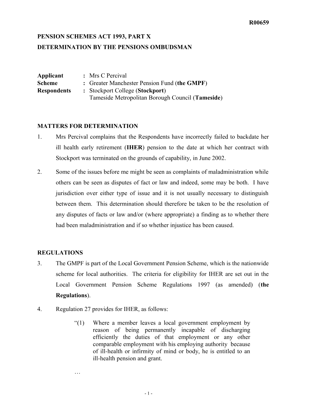 Pension Schemes Act 1993, Part X s59