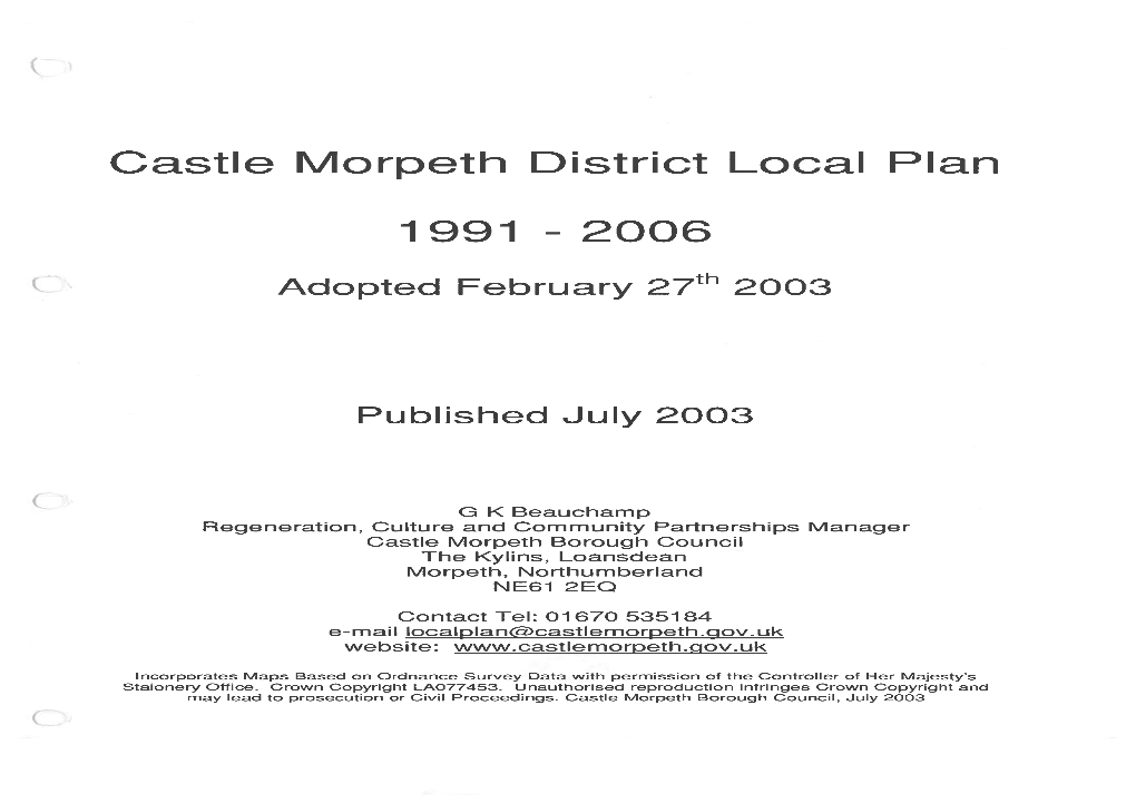 Castle Morpeth District Local Plan (February 2003)