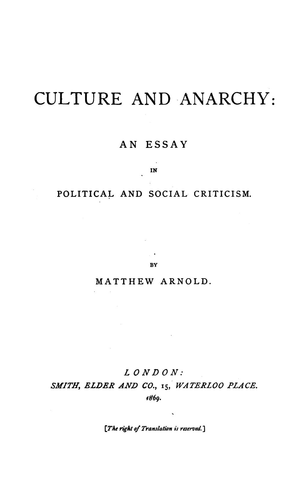 Culture and Anarchy