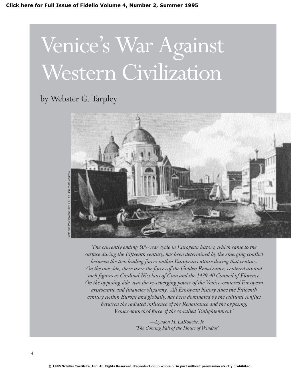 Venice's War Against Western Civilization