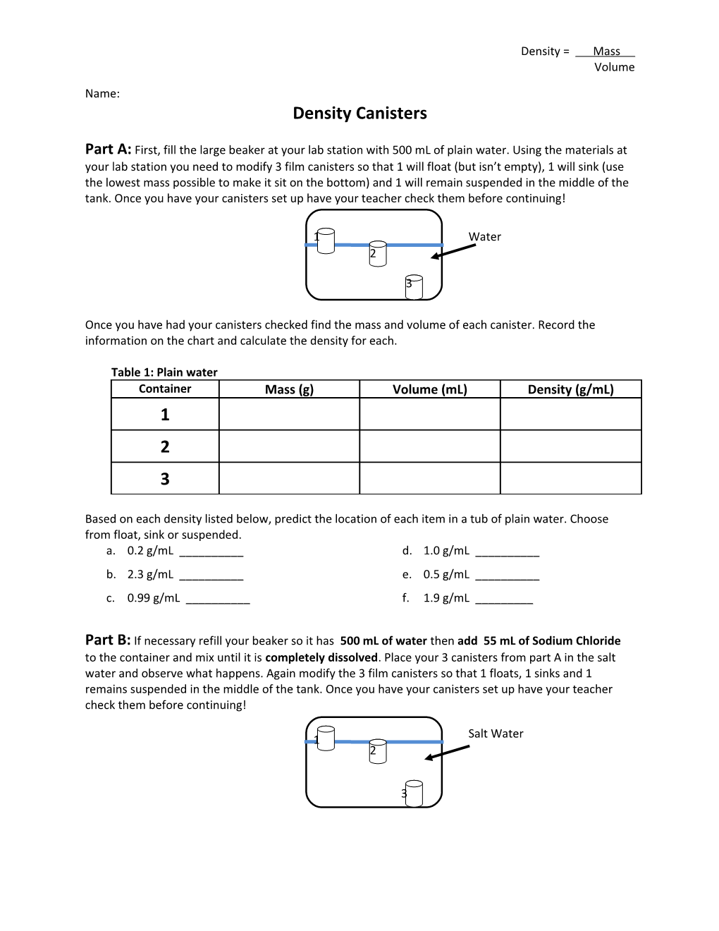 Density Canisters