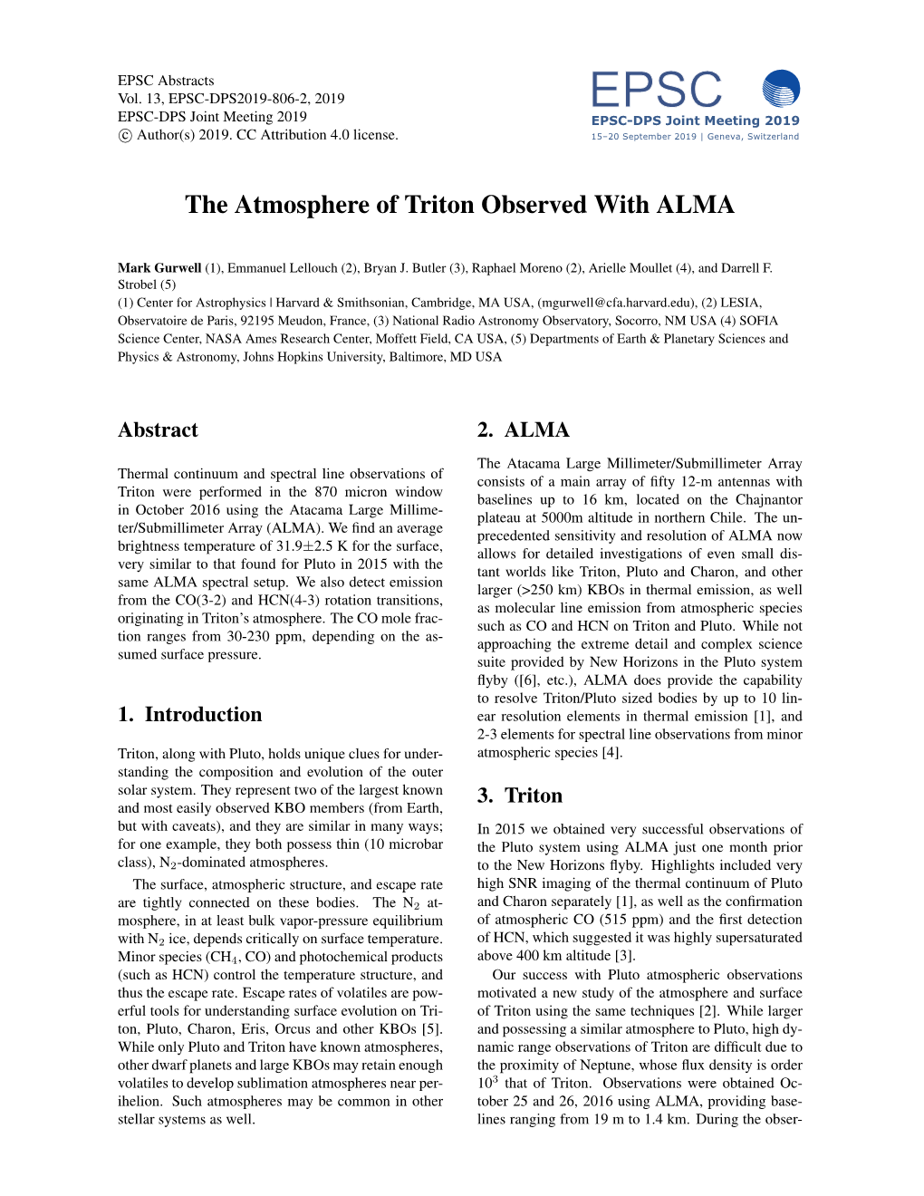 The Atmosphere of Triton Observed with ALMA