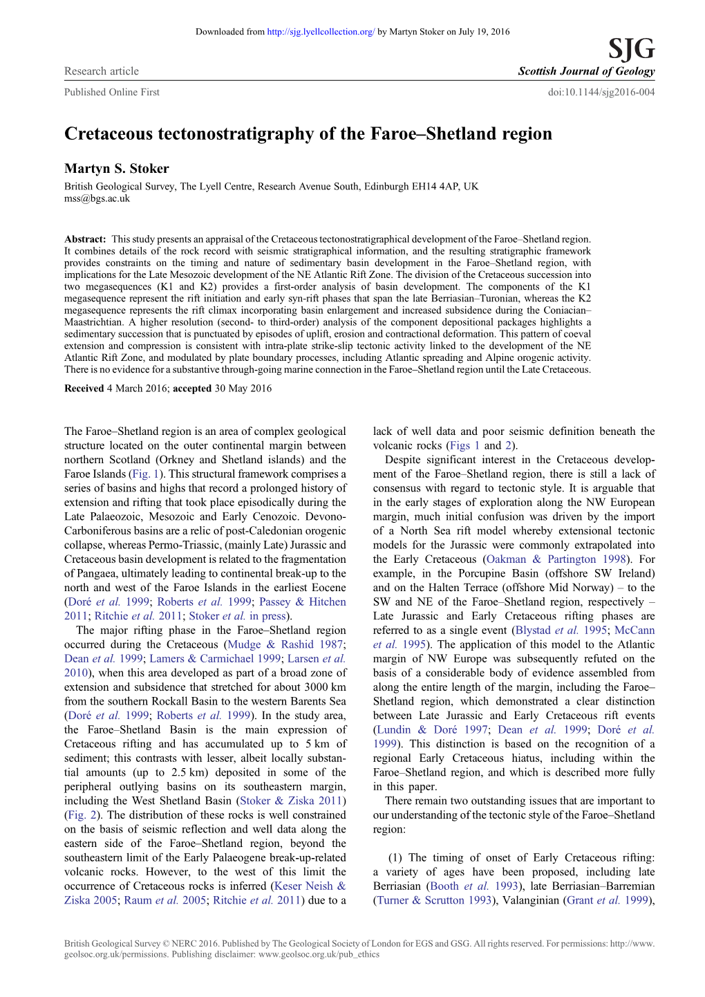 Cretaceous Tectonostratigraphy of the Faroe–Shetland Region