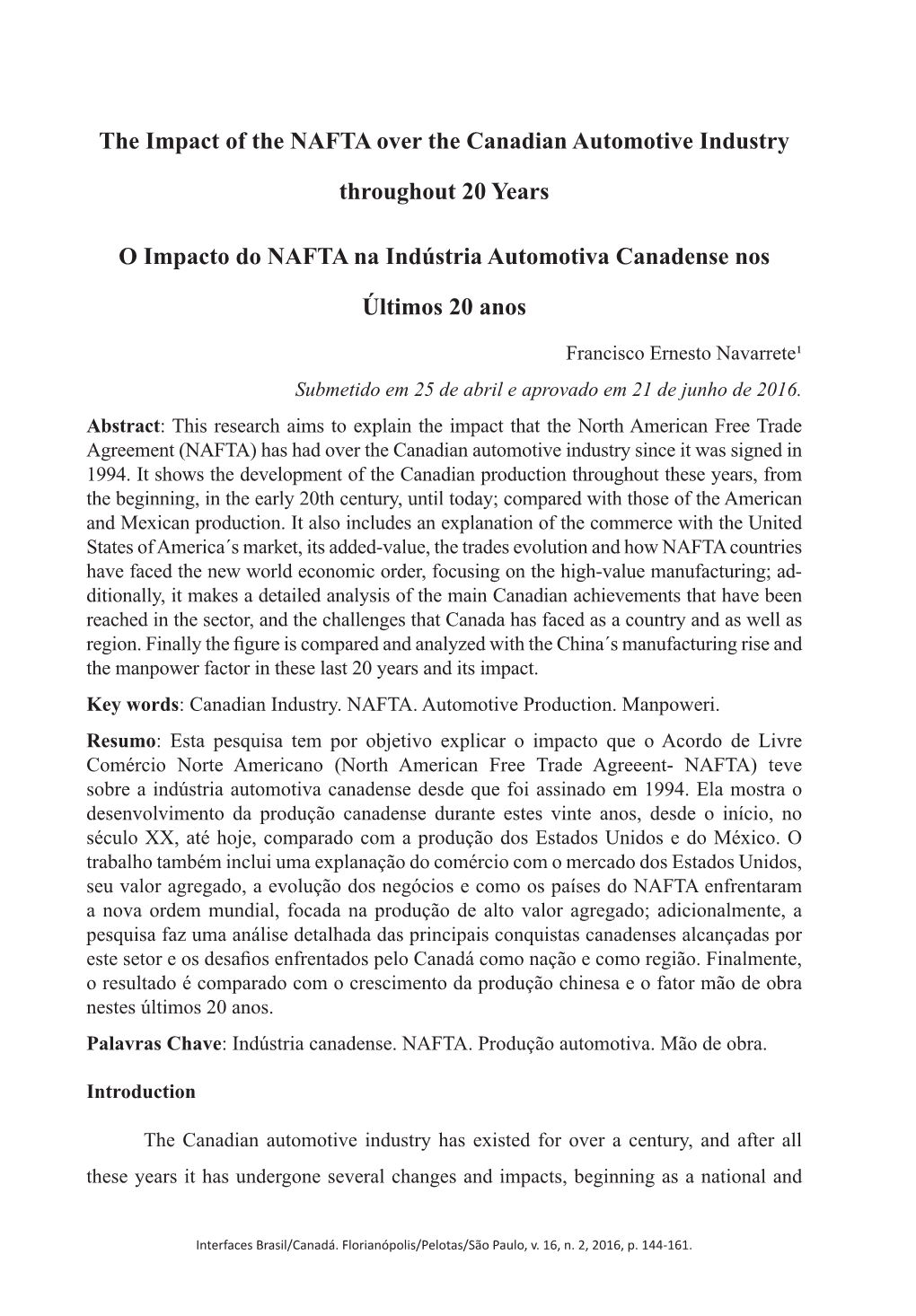 The Impact of the NAFTA Over the Canadian Automotive Industry