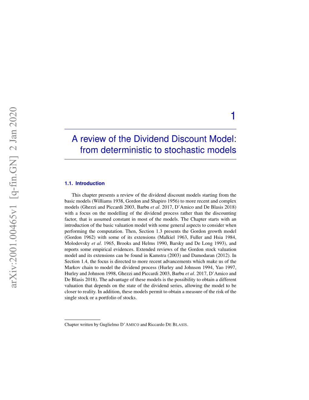 A Review of the Dividend Discount Model: from Deterministic to Stochastic Models