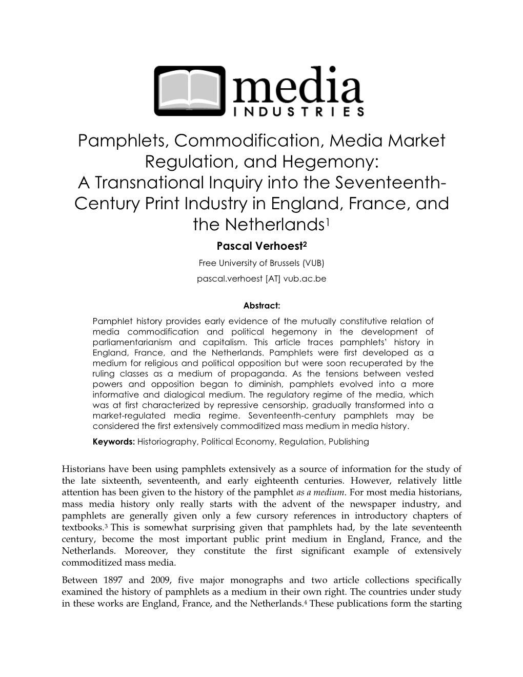 Pamphlets, Commodification, Media Market