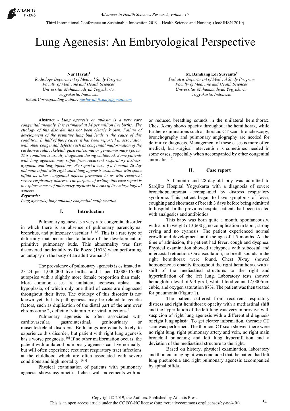 Lung Agenesis: an Embryological Perspective