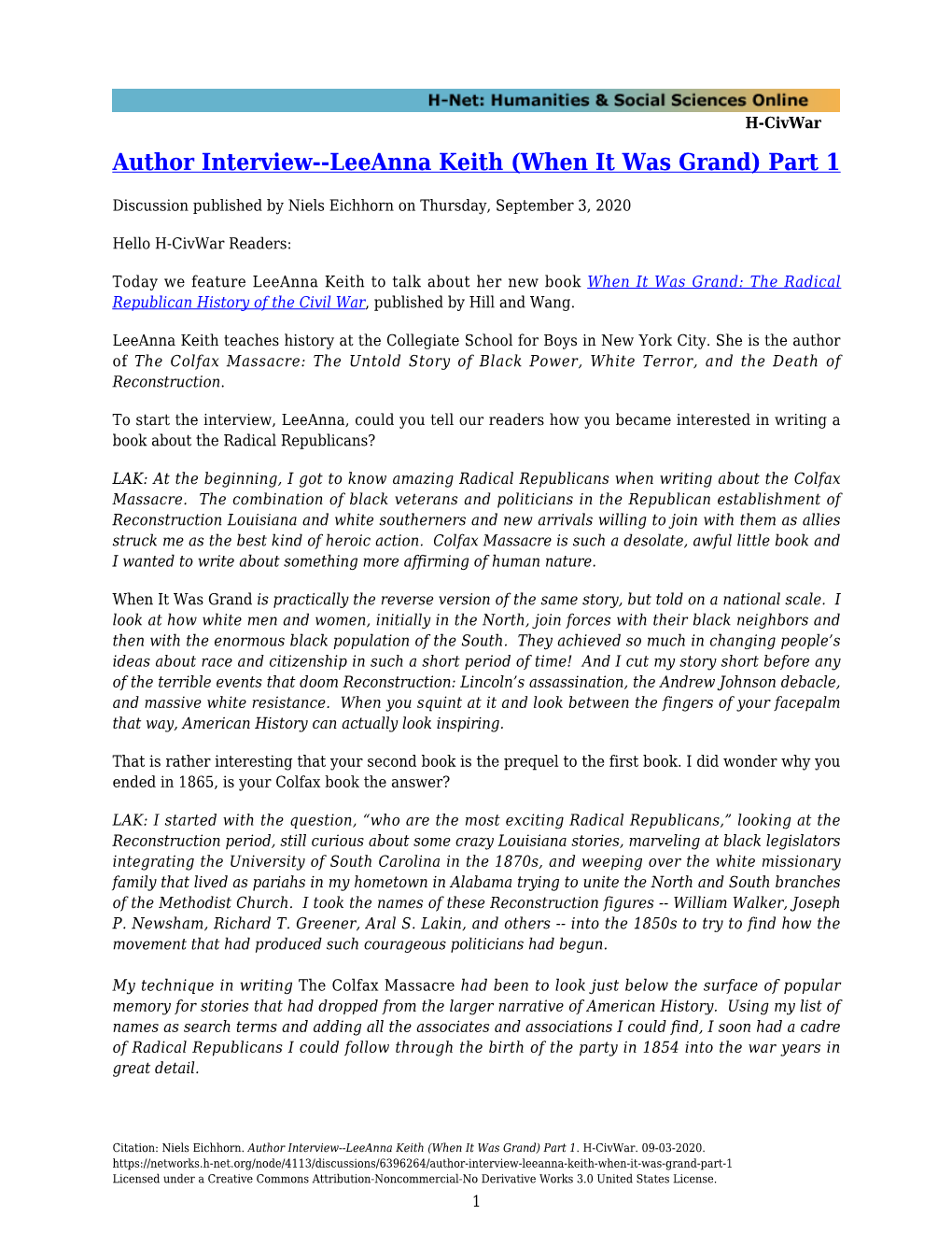 Author Interview--Leeanna Keith (When It Was Grand) Part 1