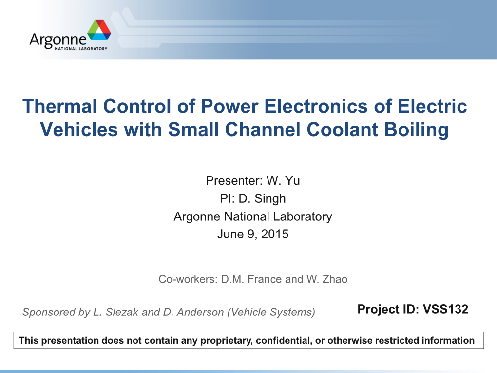 Thermal Control of Power Electronics of Electric Vehicles with Small Channel Coolant Boiling
