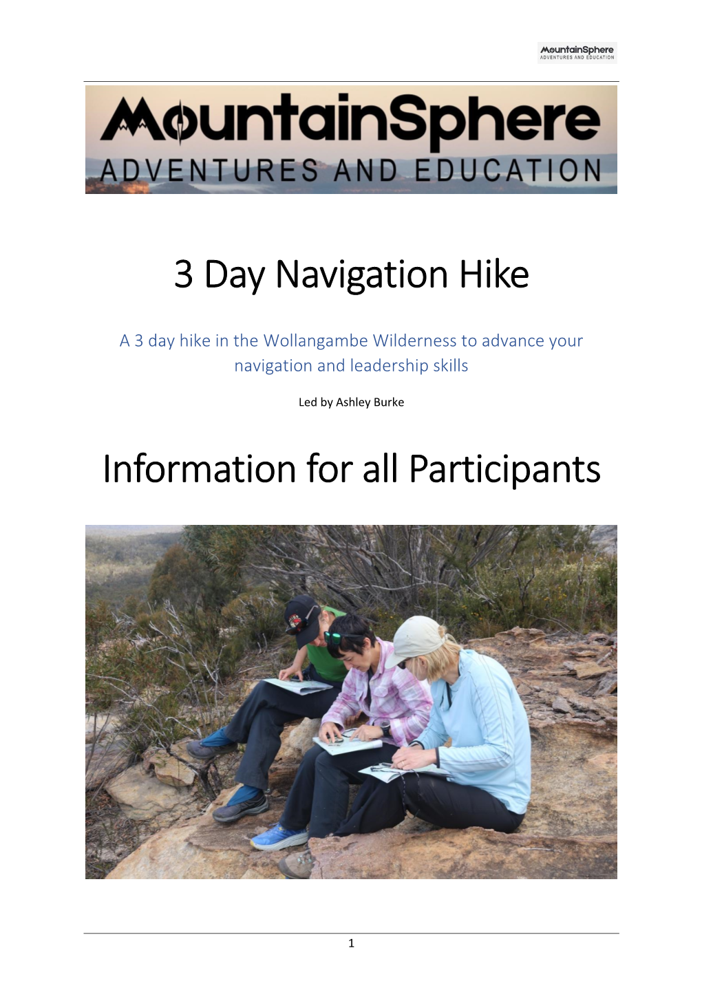 3 Day Navigation Hike Information for All Participants