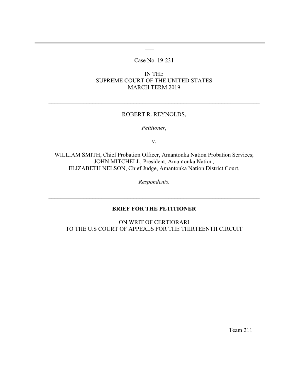 Case No. 19-231 in the SUPREME COURT of the UNITED STATES
