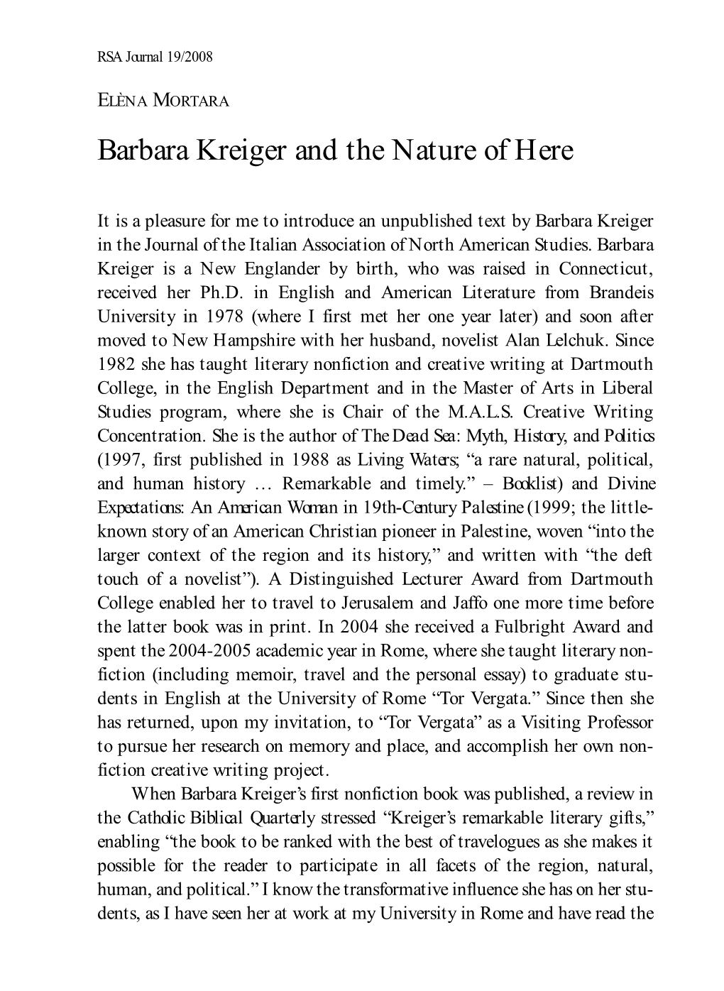 Barbara Kreiger and the Nature of Here
