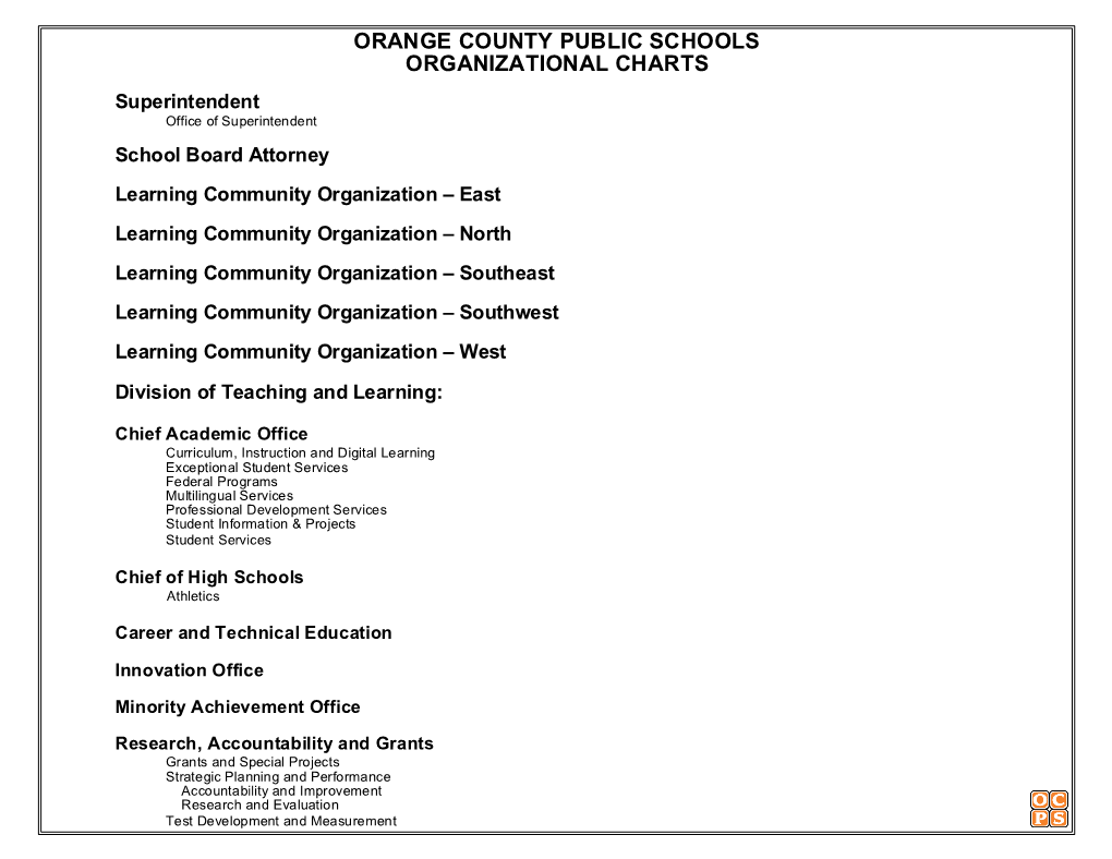 Orange County Public Schools Organizational Charts