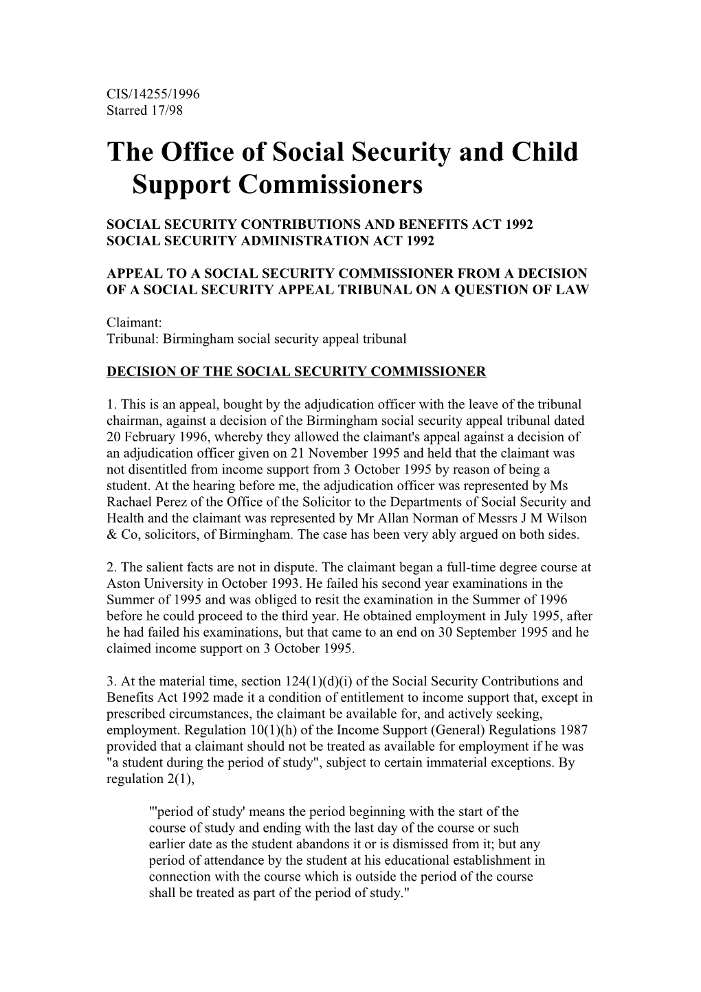 The Office of Social Security and Child Support Commissioners s2