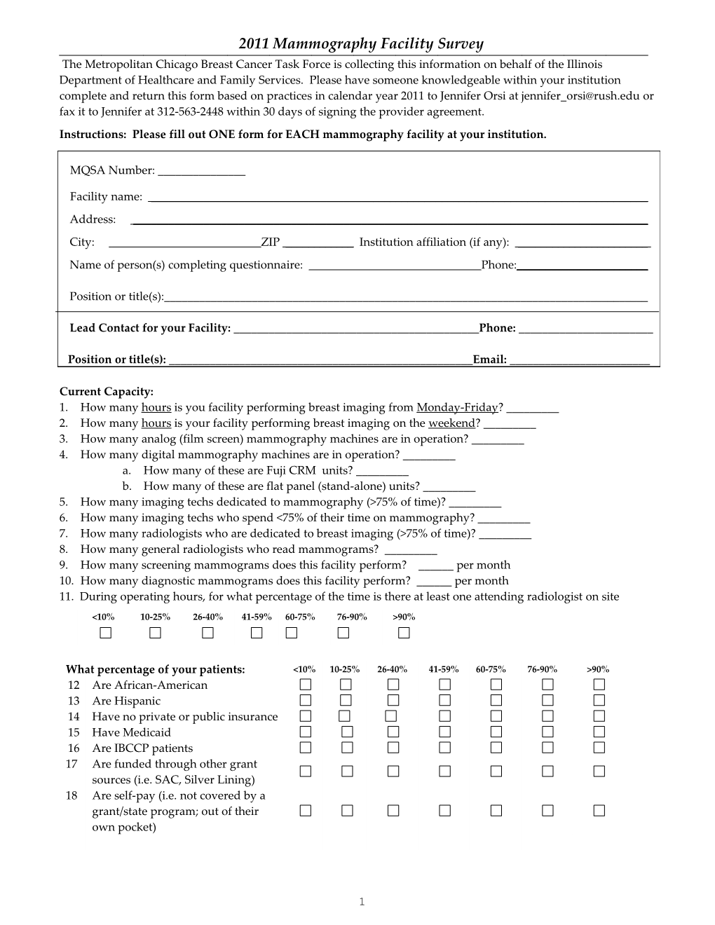 Mammography Survey Objectives