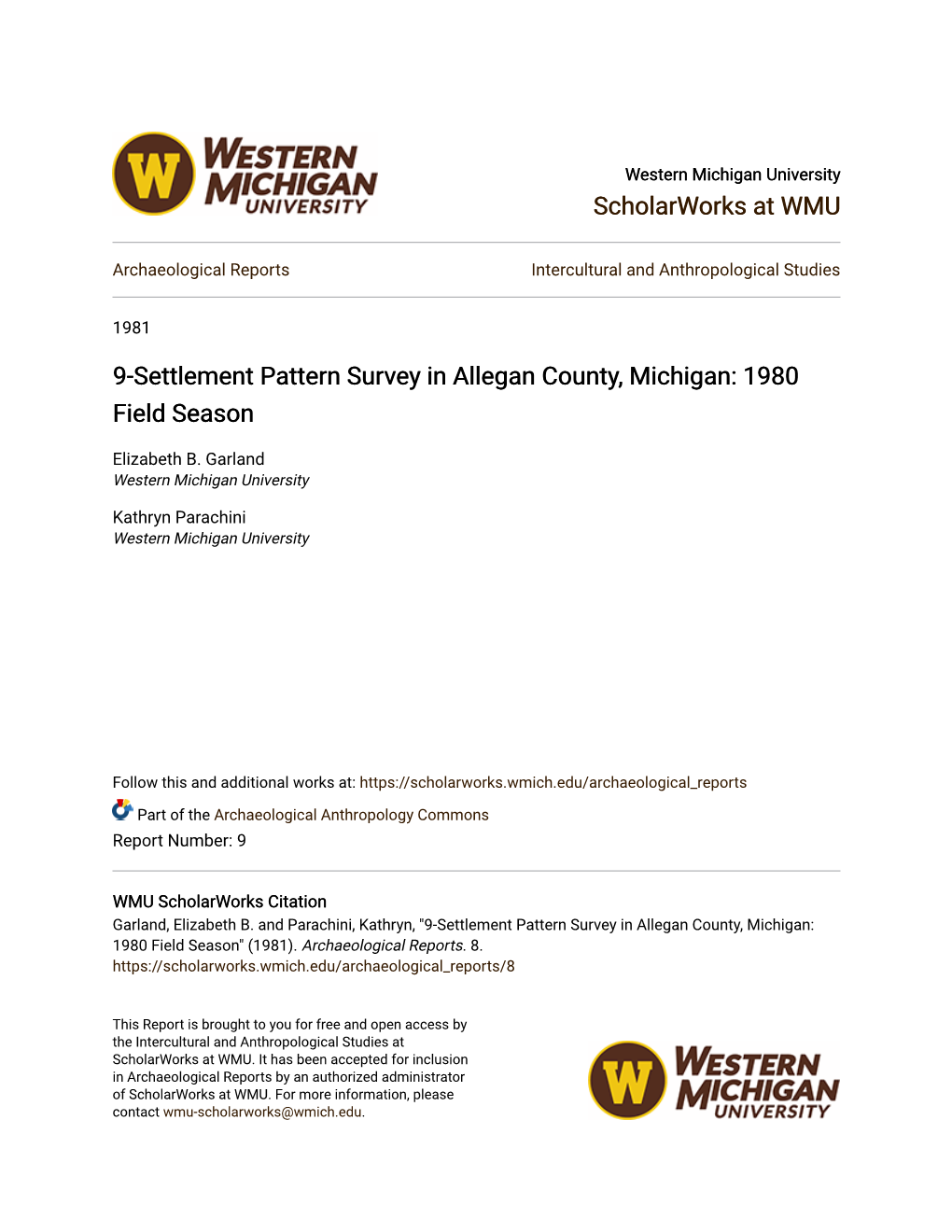 9-Settlement Pattern Survey in Allegan County, Michigan: 1980 Field Season