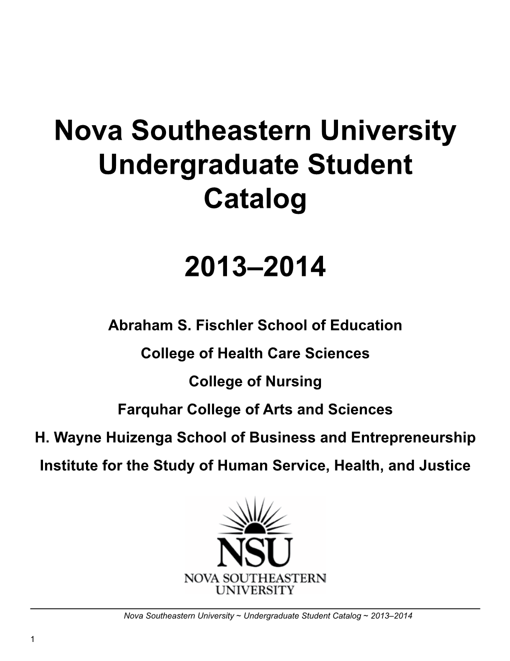 2013-2014 Undergraduate Catalog