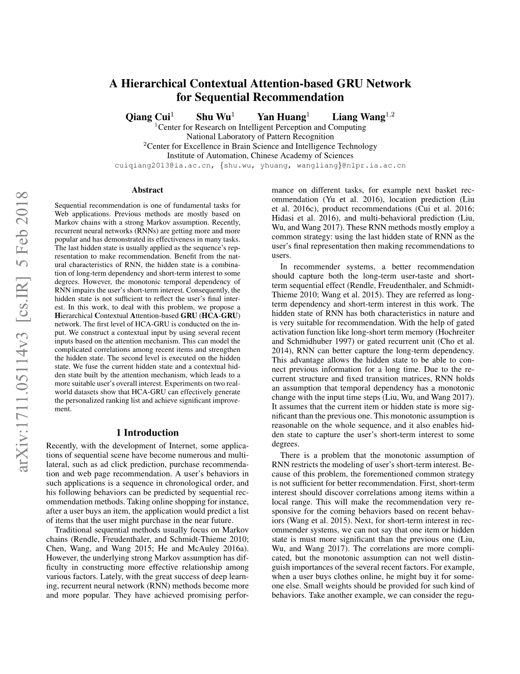 A Hierarchical Contextual Attention-Based GRU Network For