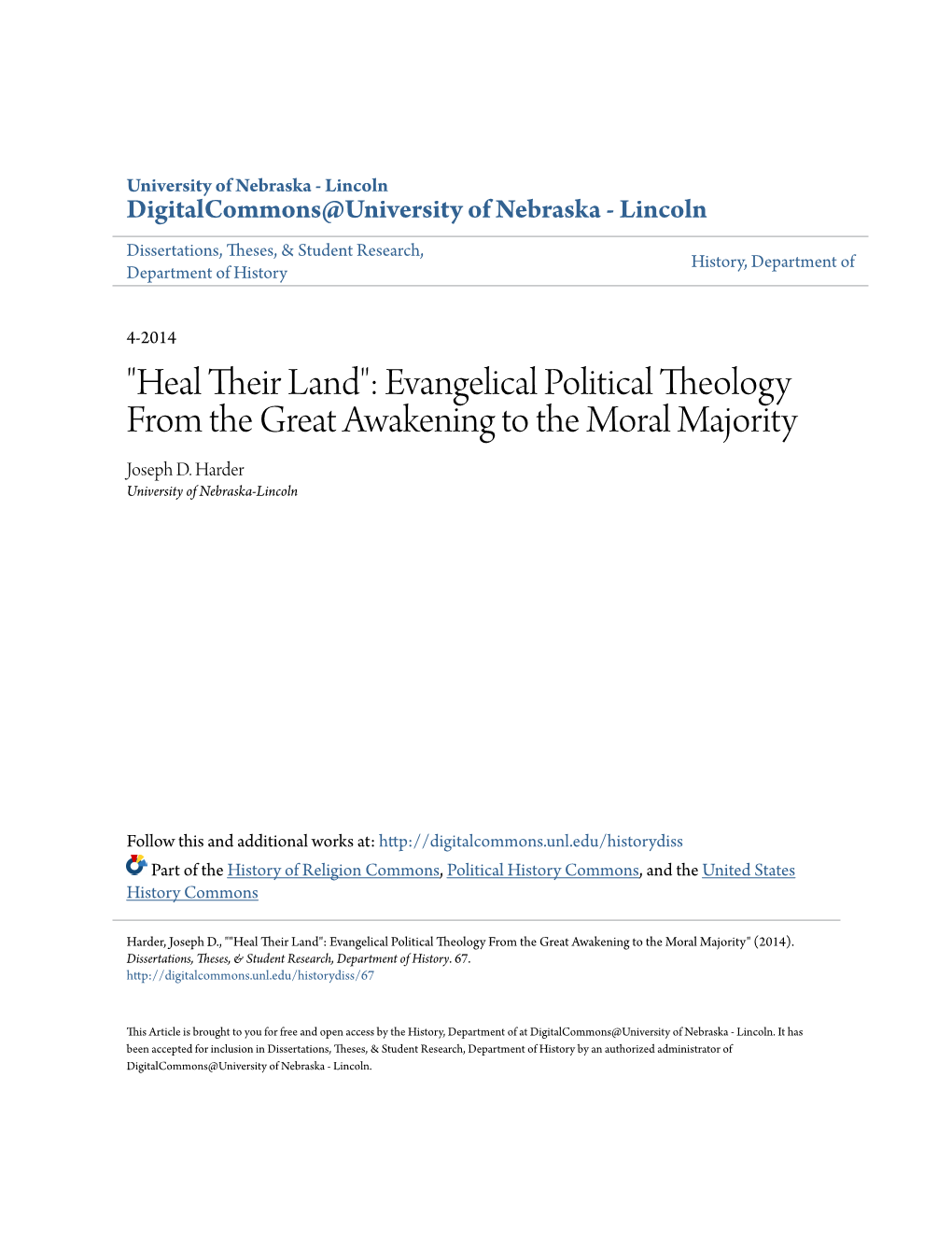 Evangelical Political Theology from the Great Awakening to the Moral Majority Joseph D