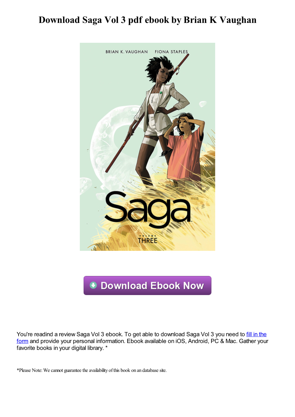 Download Saga Vol 3 Pdf Ebook by Brian K Vaughan