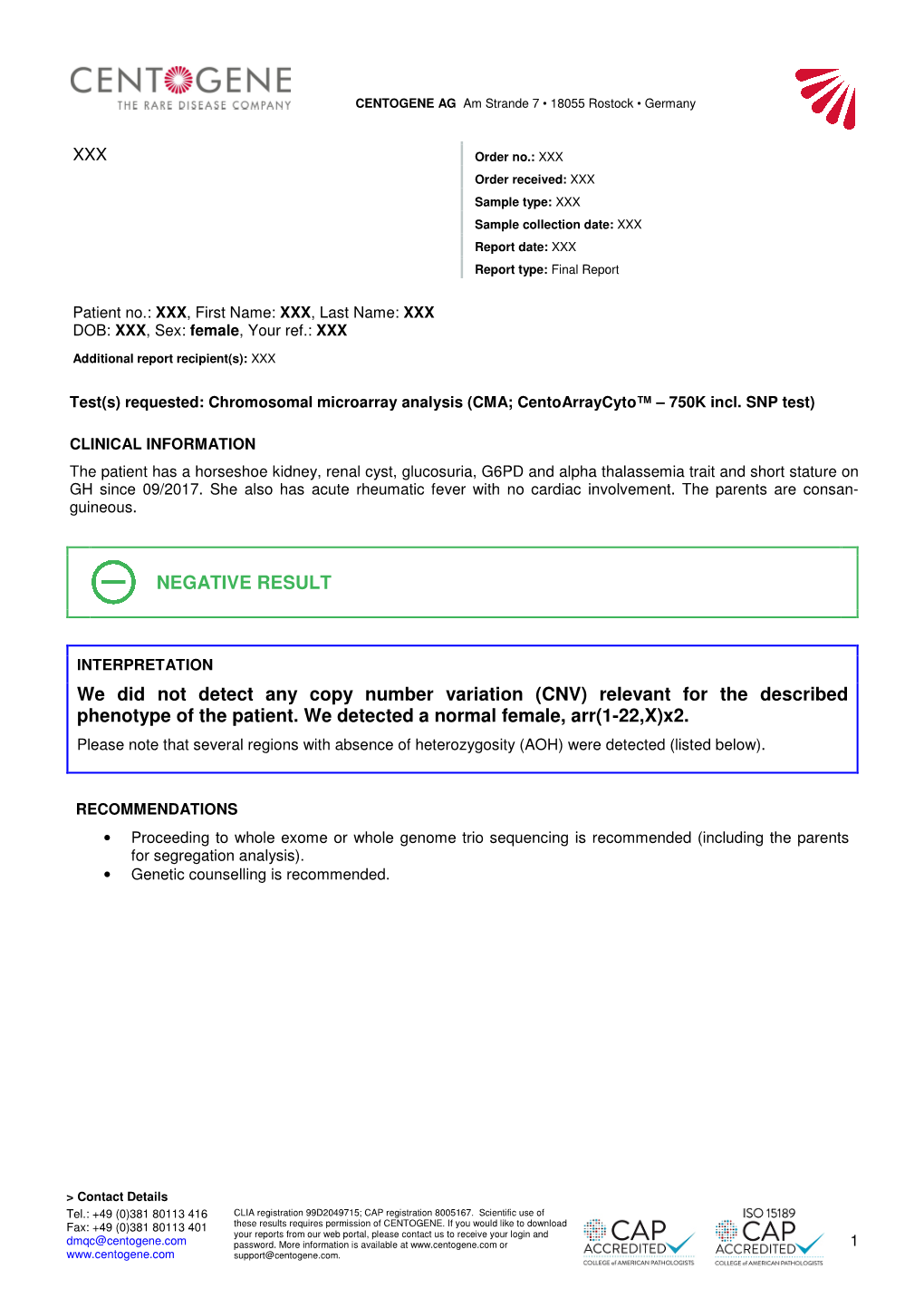 NEGATIVE RESULT We Did Not Detect Any Copy Number Variation (CNV