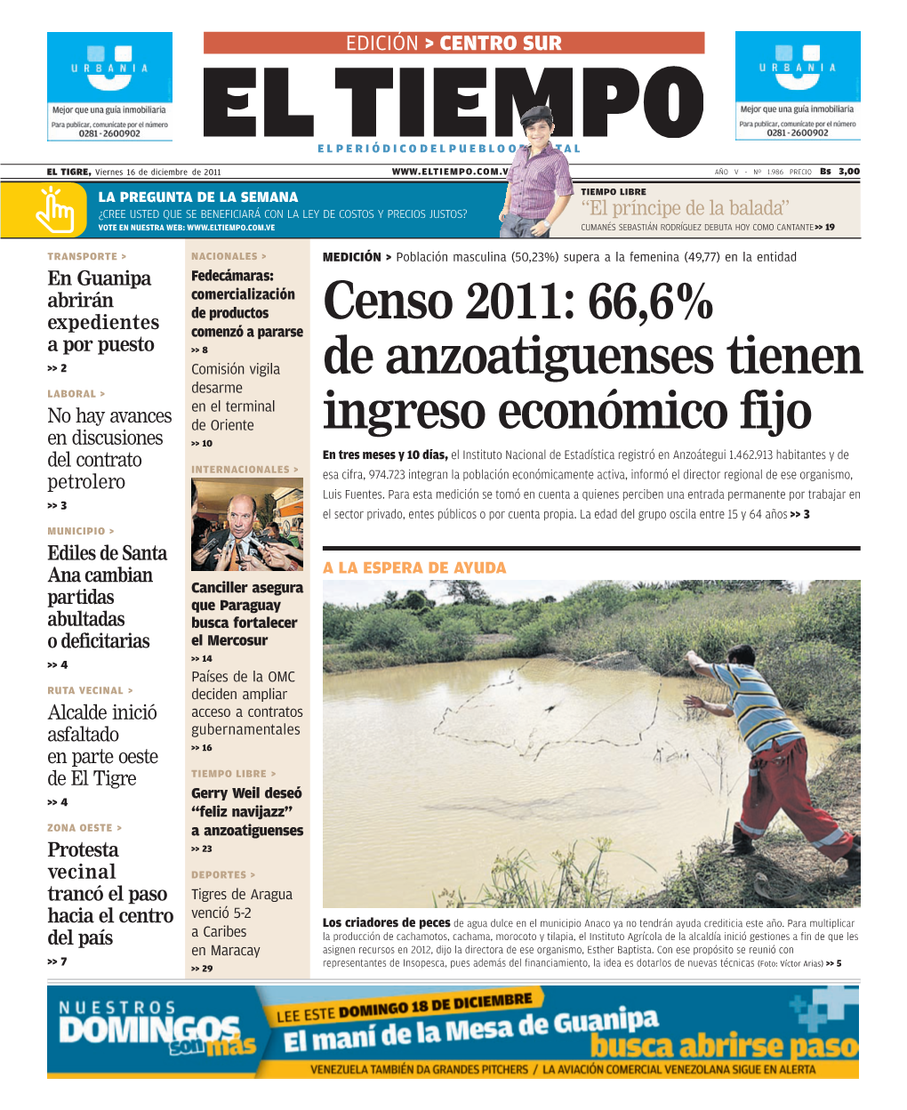 Censo 2011: 66,6% De Anzoatiguenses Tienen Ingreso