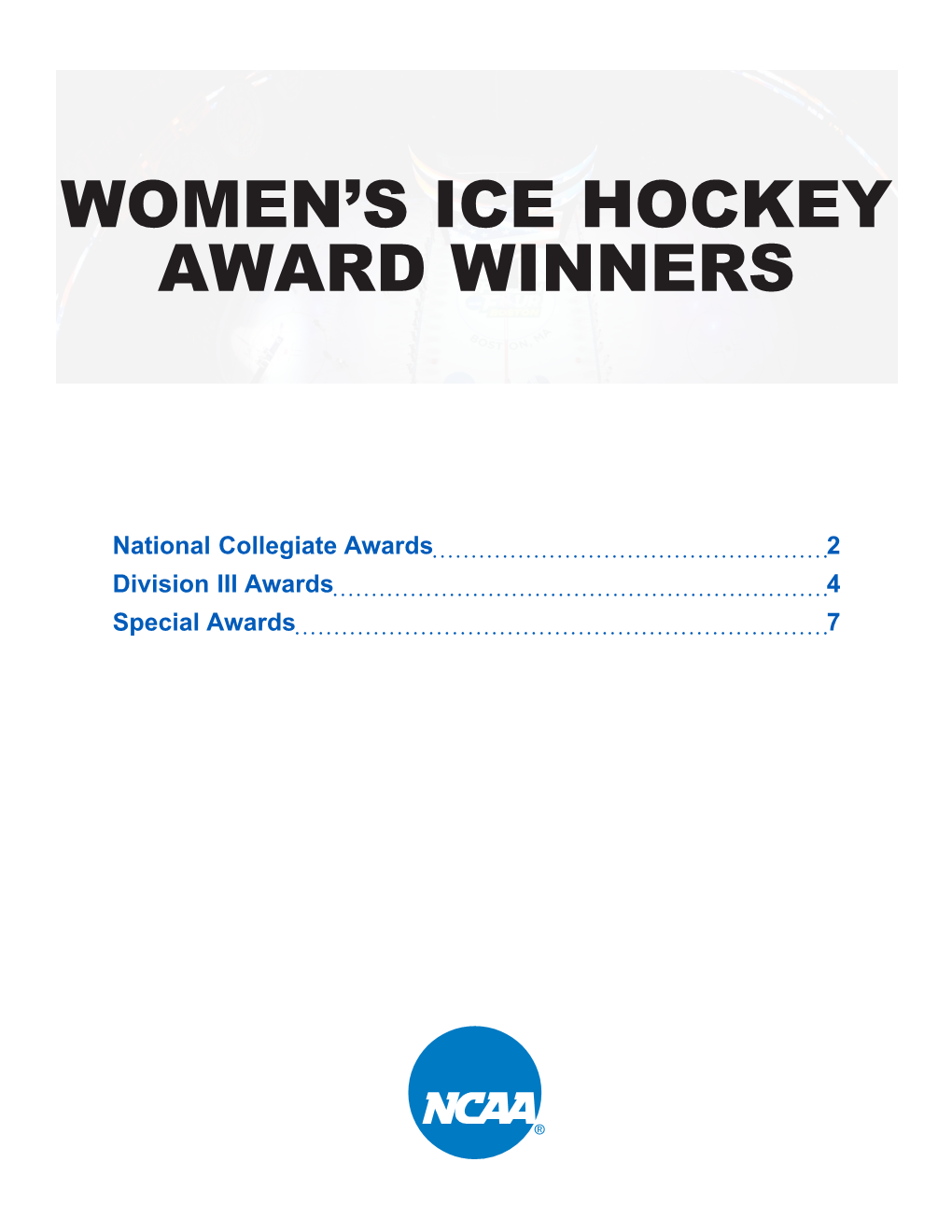 Women's Ice Hockey Award Winners