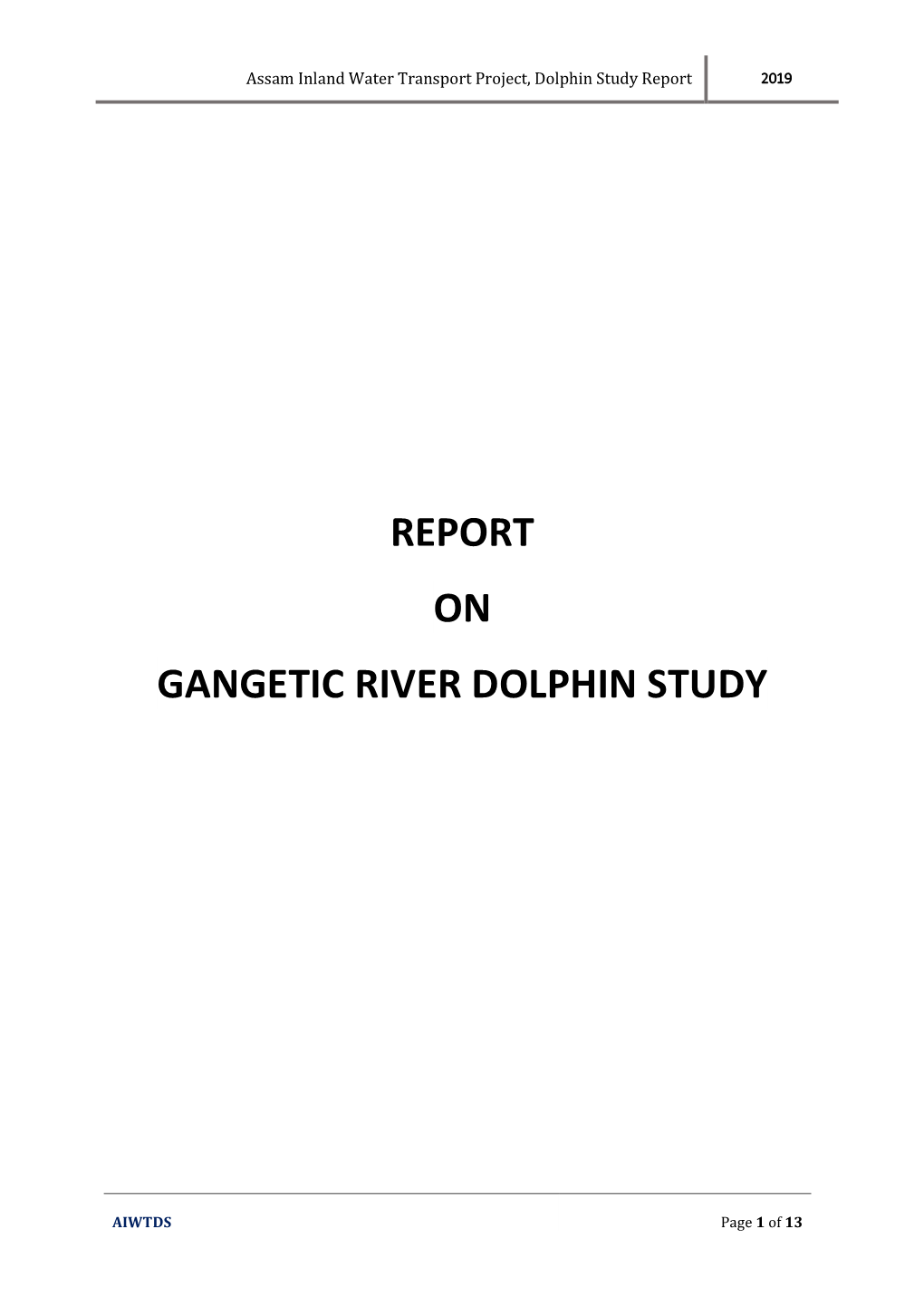 Report on Gangetic River Dolphin Study