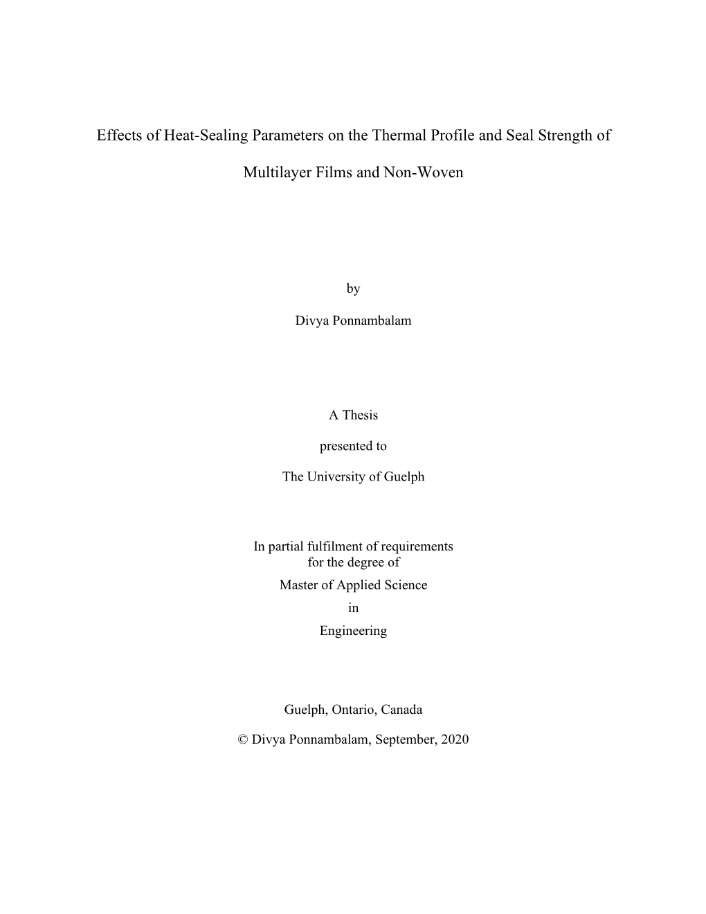 Effect of Heat Seal Parameters on Interface Temperature and Seal Strength of Multilayer Structures with Non-Woven