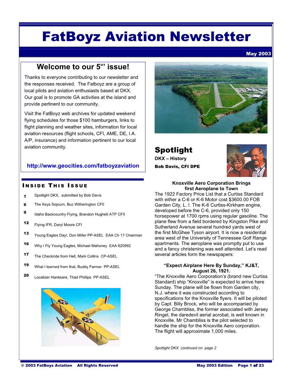 Fatboyz Aviation Newsletter